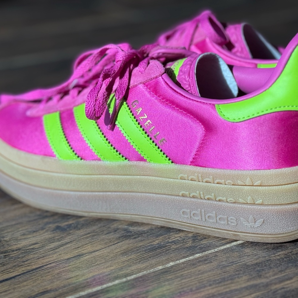 Adidas Gazelle Women's Sneakers in Pink and Lime - Picture 4 of 6